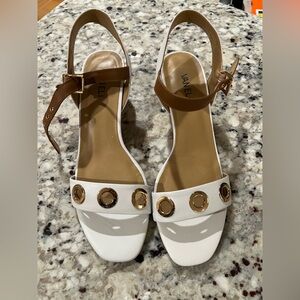 Vaneli Open Toe Grommet White Sandals Size 11